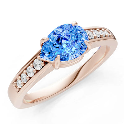 East West Pear Gemstone Ring with Accents