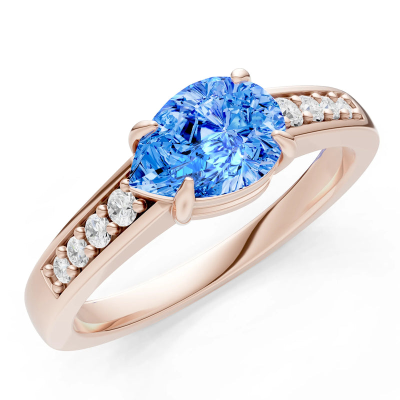 East West Pear Gemstone Ring with Accents