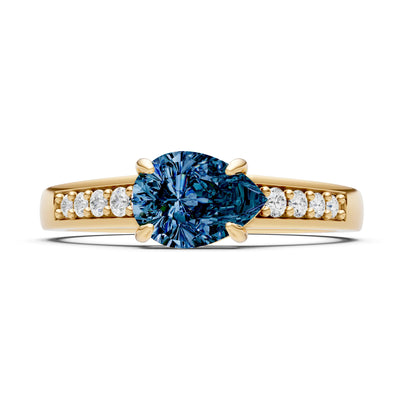 East West Pear Gemstone Ring with Accents