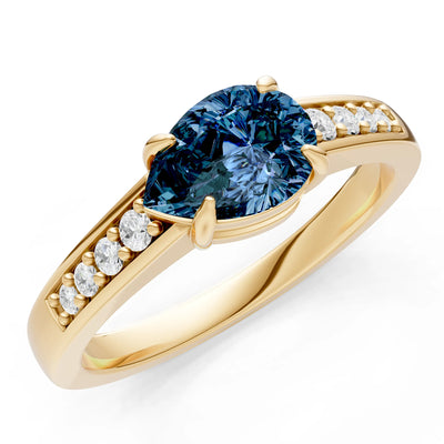 East West Pear Gemstone Ring with Accents
