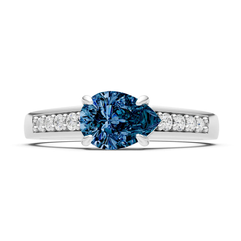 East West Pear Gemstone Ring with Accents
