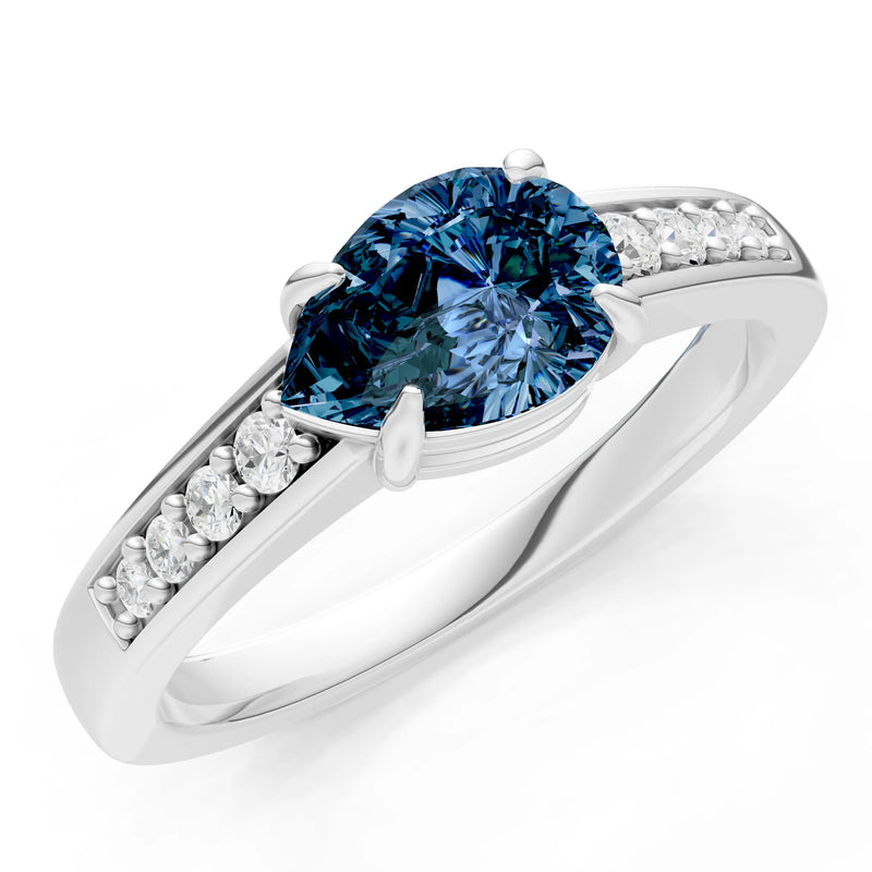East West Pear Gemstone Ring with Accents