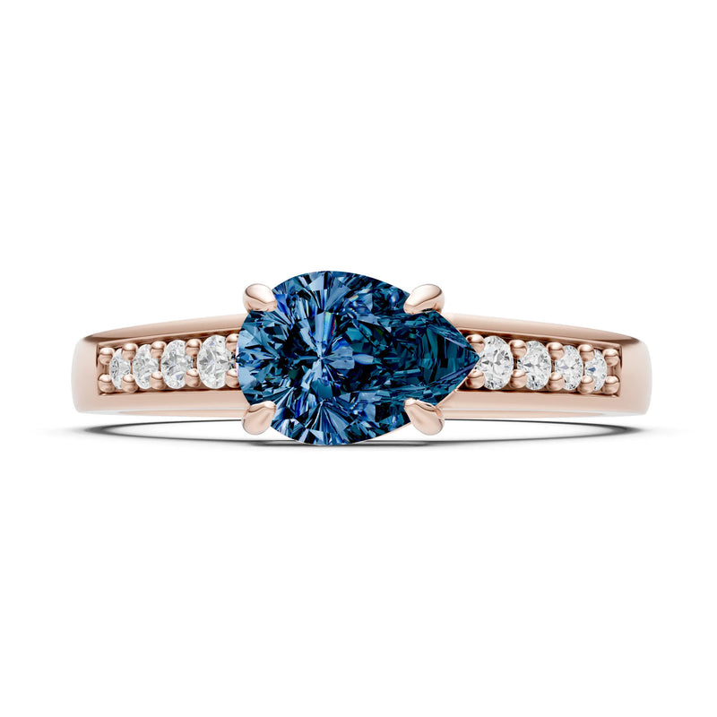 East West Pear Gemstone Ring with Accents