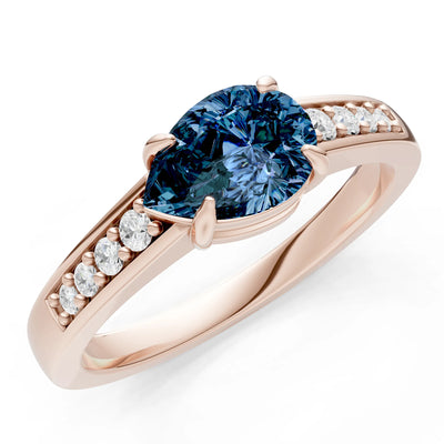 East West Pear Gemstone Ring with Accents