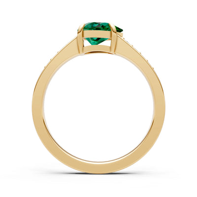 Emerald East West Pear Gemstone Ring with Accents