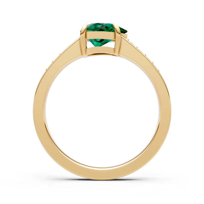 Emerald East West Pear Gemstone Ring with Accents