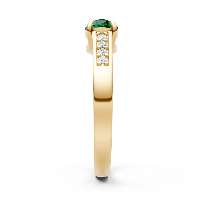 Emerald East West Pear Gemstone Ring with Accents