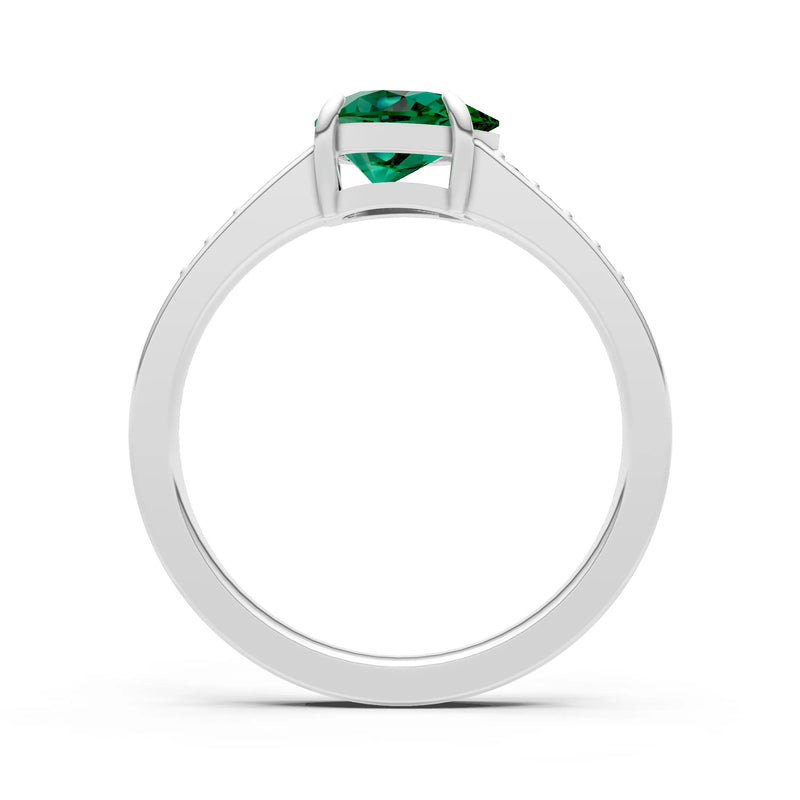Emerald East West Pear Gemstone Ring with Accents