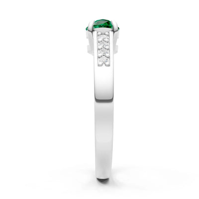 Emerald East West Pear Gemstone Ring with Accents