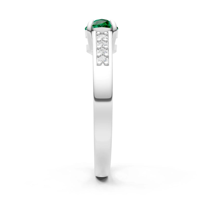 Emerald East West Pear Gemstone Ring with Accents