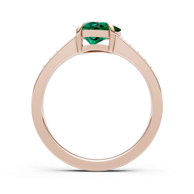 Emerald East West Pear Gemstone Ring with Accents