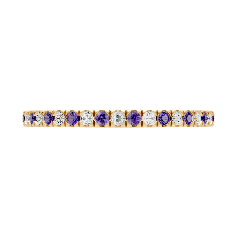 Amethyst Thin Alternating Stone Stacking Band