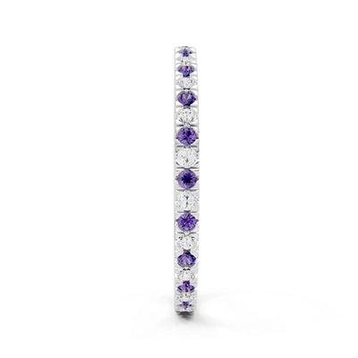 Amethyst Thin Alternating Stone Stacking Band