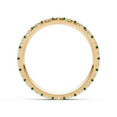 Emerald Thin Alternating Stone Stacking Band