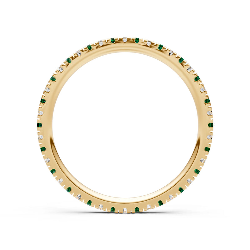 Emerald Thin Alternating Stone Stacking Band