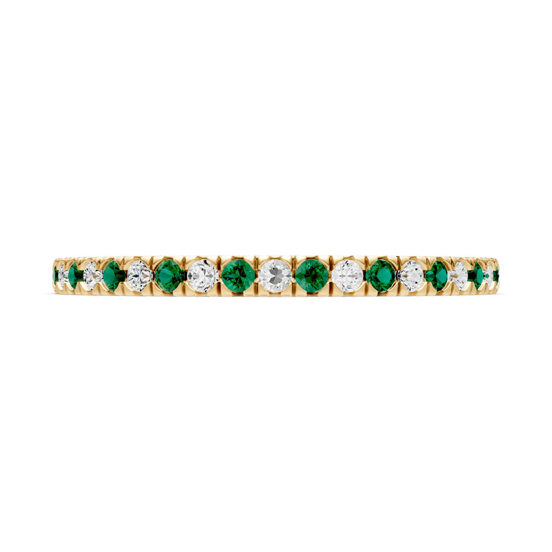 Emerald Thin Alternating Stone Stacking Band