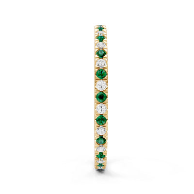 Emerald Thin Alternating Stone Stacking Band