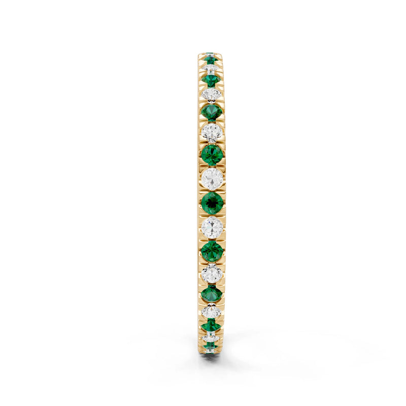 Emerald Thin Alternating Stone Stacking Band