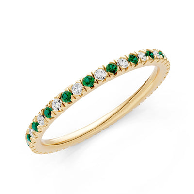 Emerald Thin Alternating Stone Stacking Band