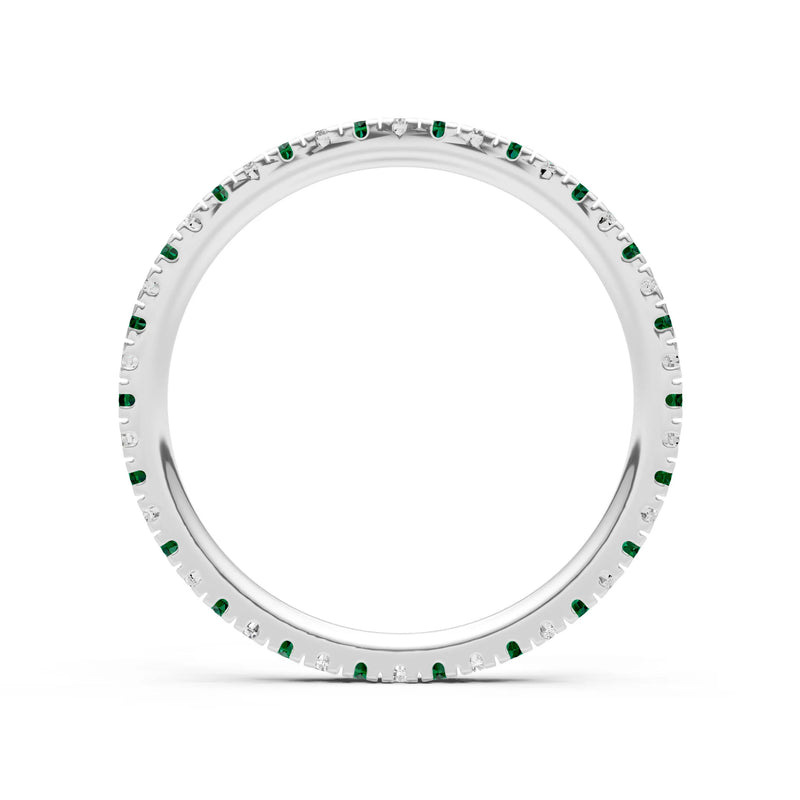 Emerald Thin Alternating Stone Stacking Band