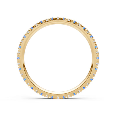 Swiss Blue Topaz Thin Alternating Stone Stacking Band