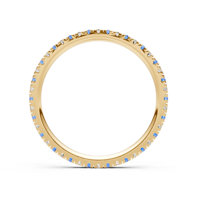 Swiss Blue Topaz Thin Alternating Stone Stacking Band