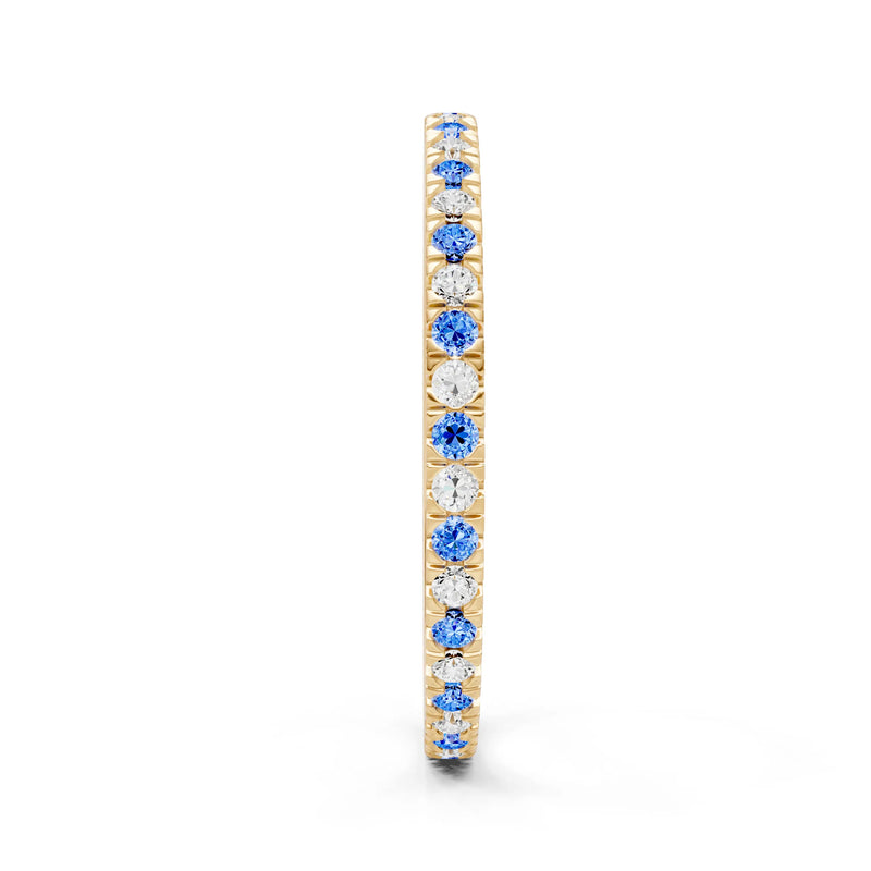 Swiss Blue Topaz Thin Alternating Stone Stacking Band