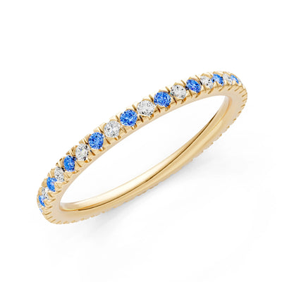 Swiss Blue Topaz Thin Alternating Stone Stacking Band