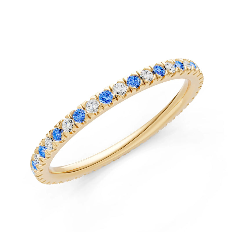 Swiss Blue Topaz Thin Alternating Stone Stacking Band
