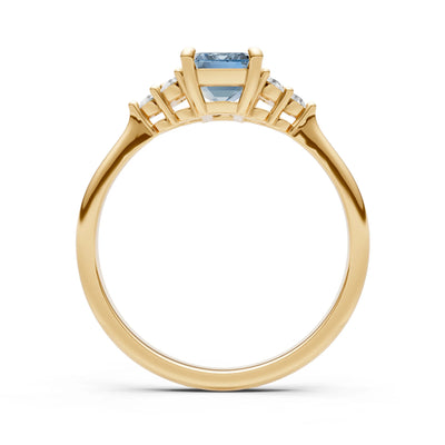 Aquamarine Antique Inspired Design Engagement Ring - Emerald