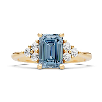 Aquamarine Antique Inspired Design Engagement Ring - Emerald