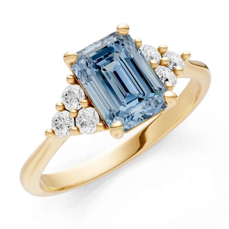Aquamarine Antique Inspired Design Engagement Ring - Emerald