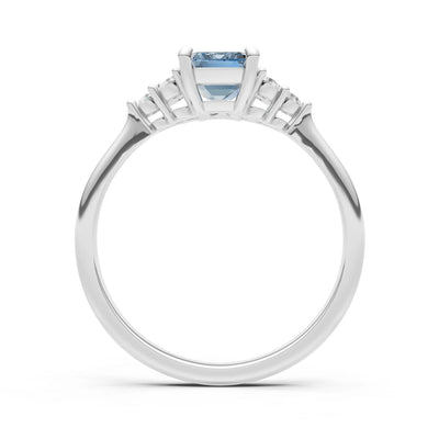 Aquamarine Antique Inspired Design Engagement Ring - Emerald