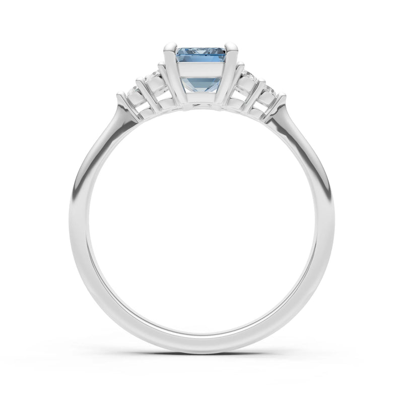 Aquamarine Antique Inspired Design Engagement Ring - Emerald