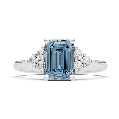 Aquamarine Antique Inspired Design Engagement Ring - Emerald