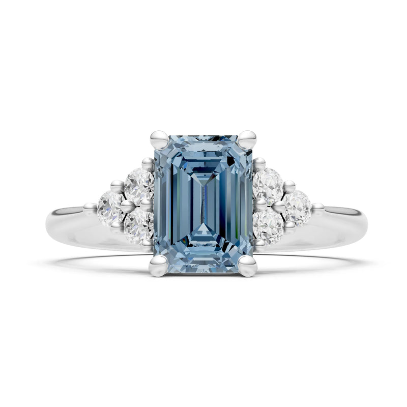 Aquamarine Antique Inspired Design Engagement Ring - Emerald