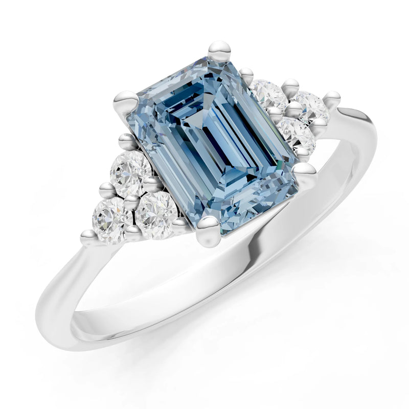 Aquamarine Antique Inspired Design Engagement Ring - Emerald