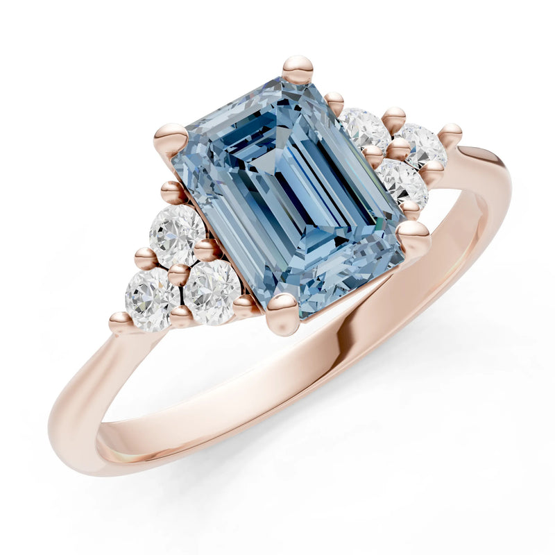 Aquamarine Antique Inspired Design Engagement Ring - Emerald