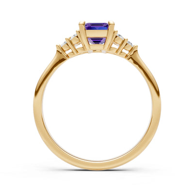 Amethyst Antique Inspired Design Engagement Ring - Emerald