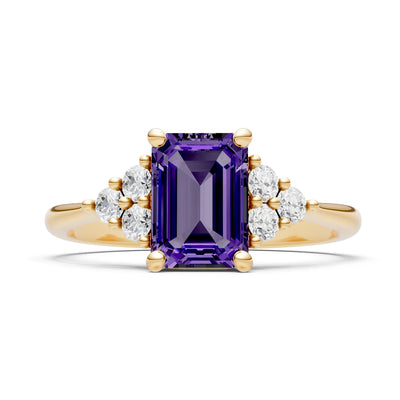 Amethyst Antique Inspired Design Engagement Ring - Emerald