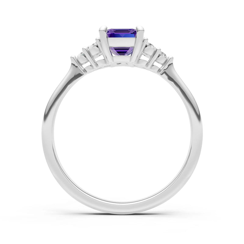 Amethyst Antique Inspired Design Engagement Ring - Emerald