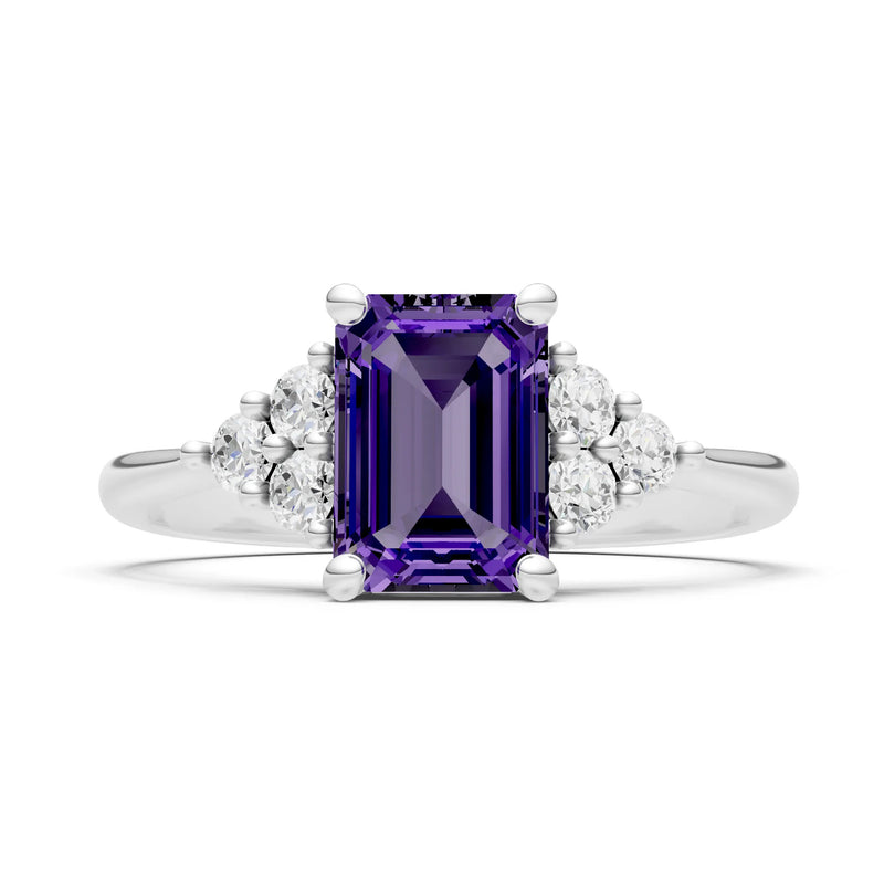 Amethyst Antique Inspired Design Engagement Ring - Emerald