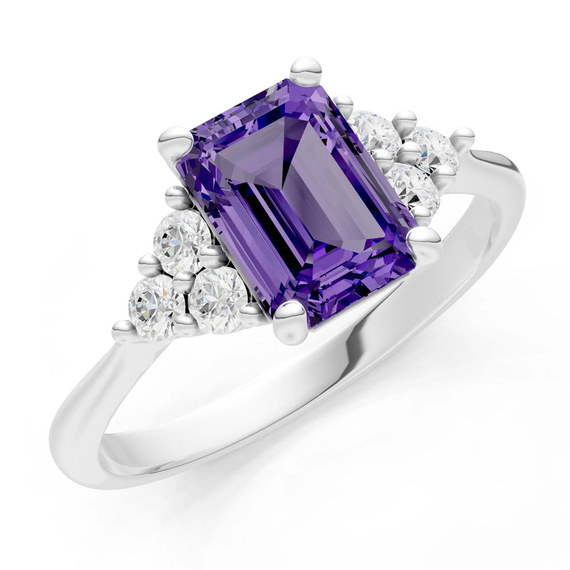 Amethyst Antique Inspired Design Engagement Ring - Emerald
