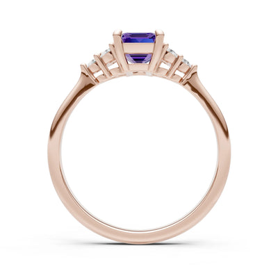 Amethyst Antique Inspired Design Engagement Ring - Emerald