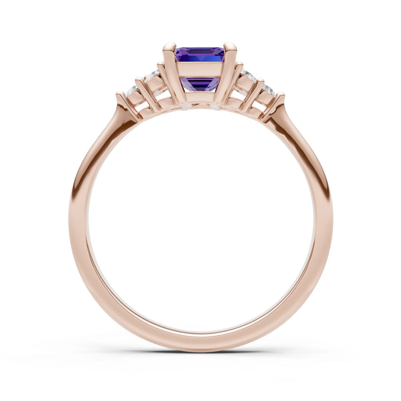 Amethyst Antique Inspired Design Engagement Ring - Emerald