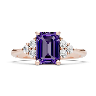 Amethyst Antique Inspired Design Engagement Ring - Emerald