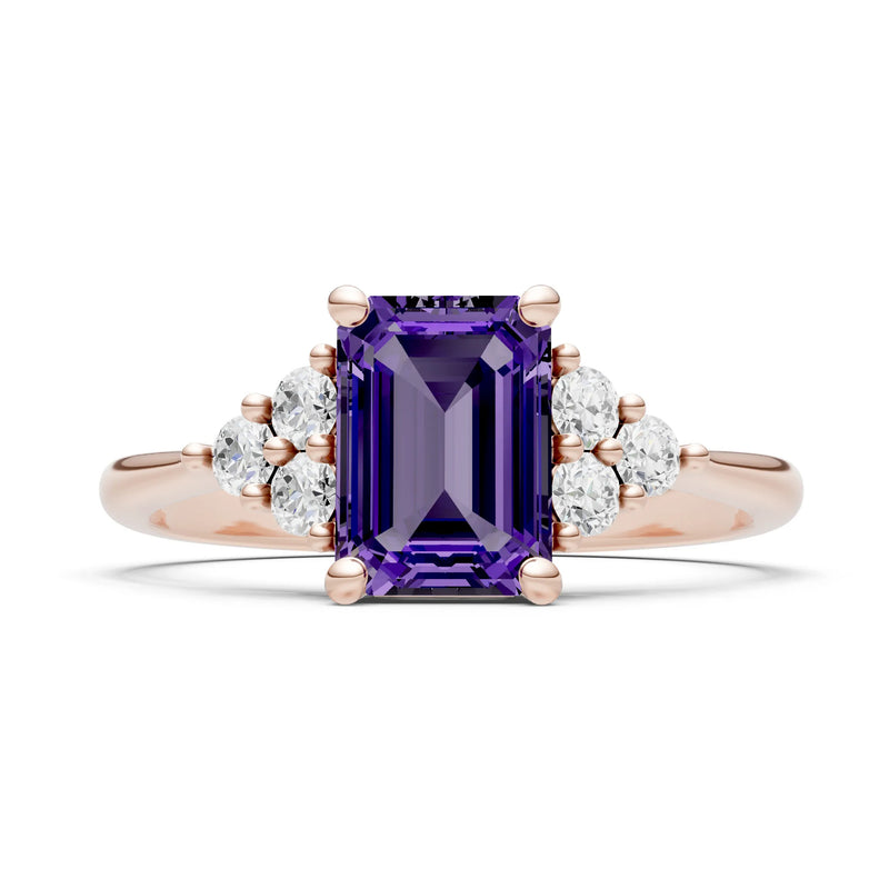 Amethyst Antique Inspired Design Engagement Ring - Emerald