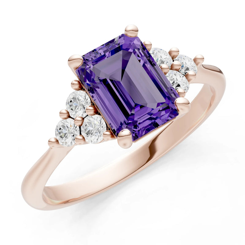 Amethyst Antique Inspired Design Engagement Ring - Emerald