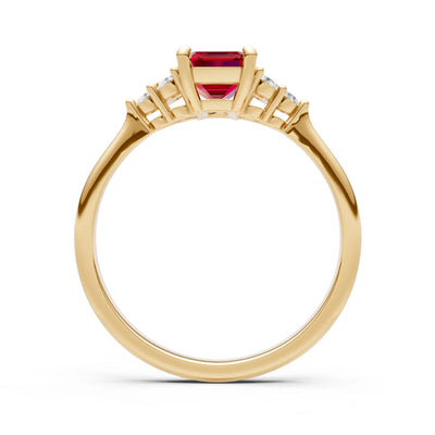 Ruby Antique Inspired Design Engagement Ring - Emerald