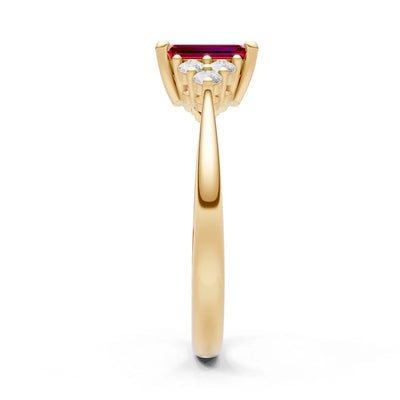 Ruby Antique Inspired Design Engagement Ring - Emerald